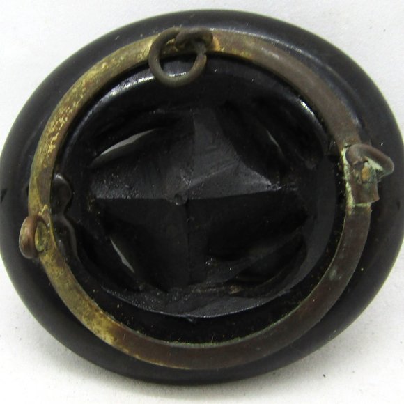 Antique Victorian Carved Jet Mourning Brooch Fern Frond Design - Picture 7 of 8